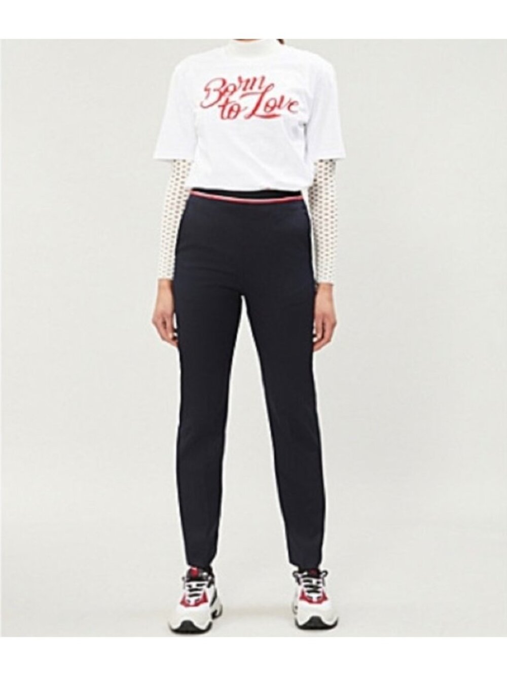Sandro Paris Irene Straight Leg Pants SizeFR 34 US 2 Navy Red Stripe